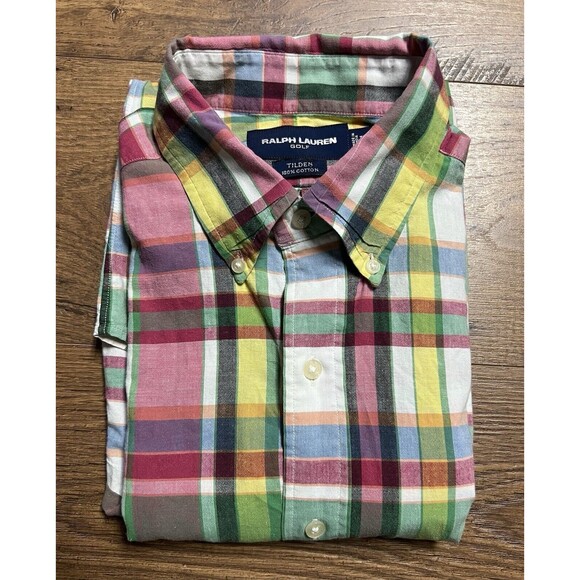 Ralph Lauren Golf Button Down Shirt Mens L Plaid Short Sleeve Multicolor, Tildon - Picture 8 of 9